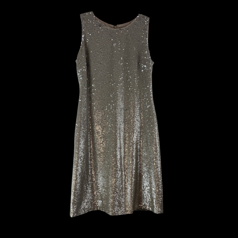 Tommy Hilfiger Sequin Sheath Dress Womens 4 Gold Champagne Glam NYE Sleeveless